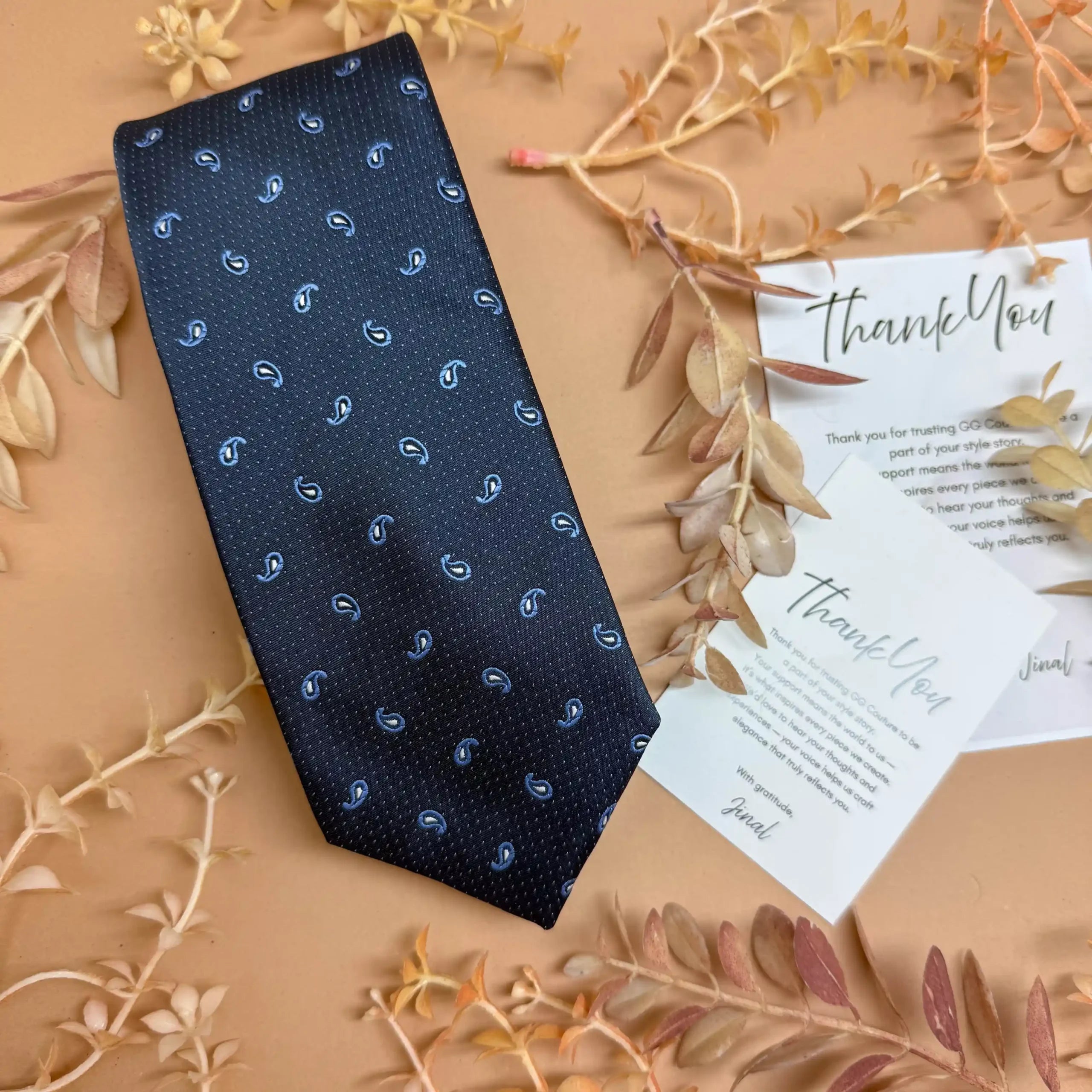 Navy Blue Mini Paisley Silk Necktie