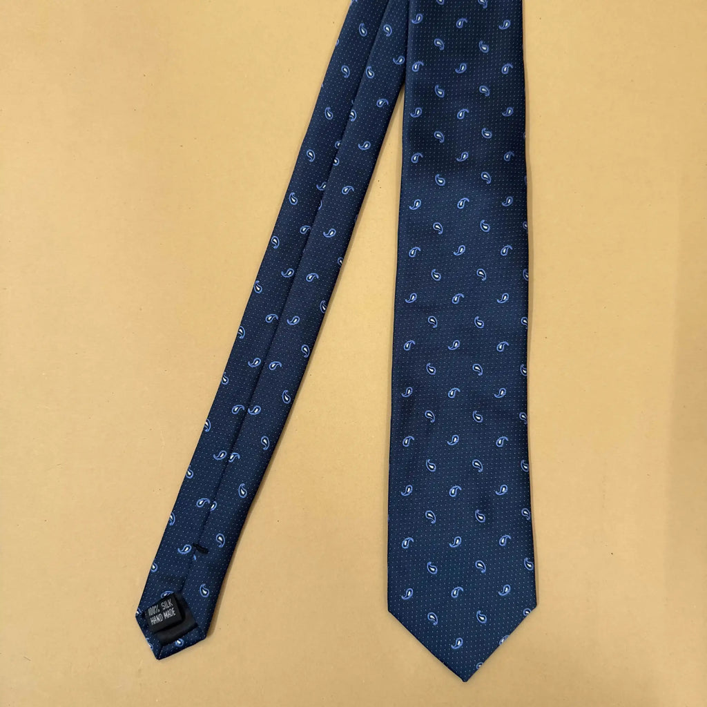 Navy Blue Mini Paisley Silk Necktie