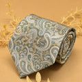 Ivory and Sage Paisley Silk Necktie