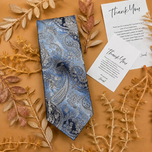 Aqua Ivory Paisley Silk Necktie