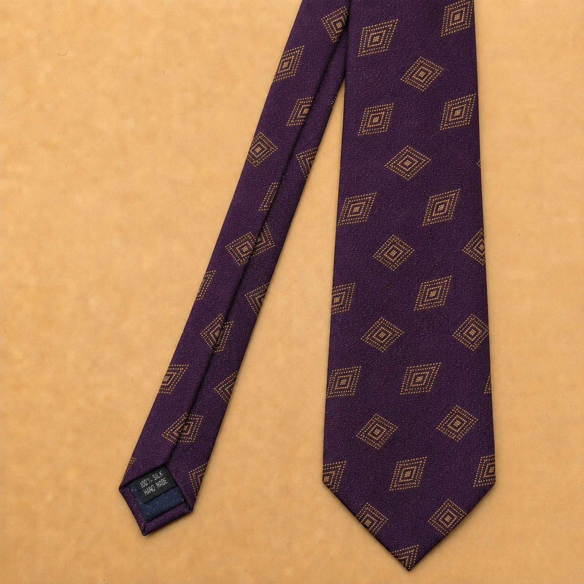 Plum Geometric Silk Necktie
