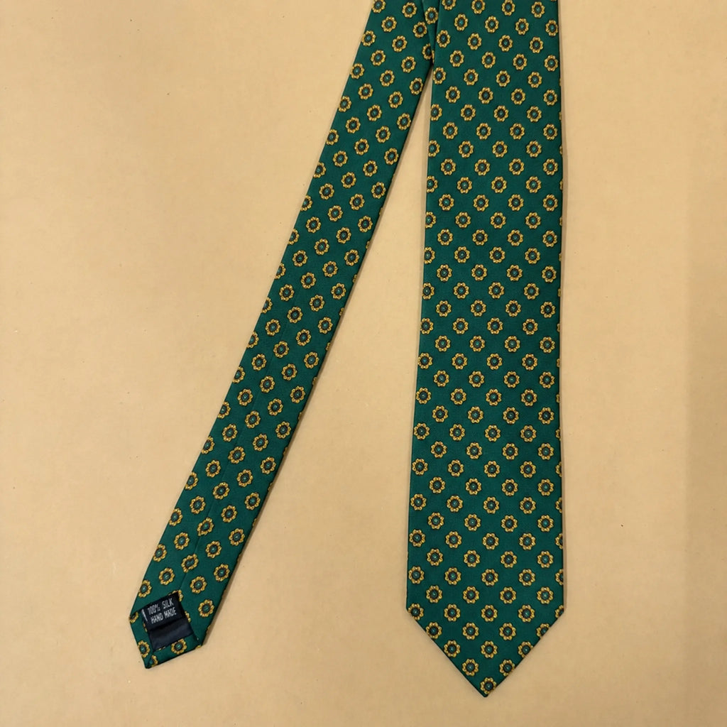Emerald Green Floral Silk Necktie