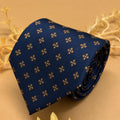 Navy Blue and Gold Motif Silk Necktie