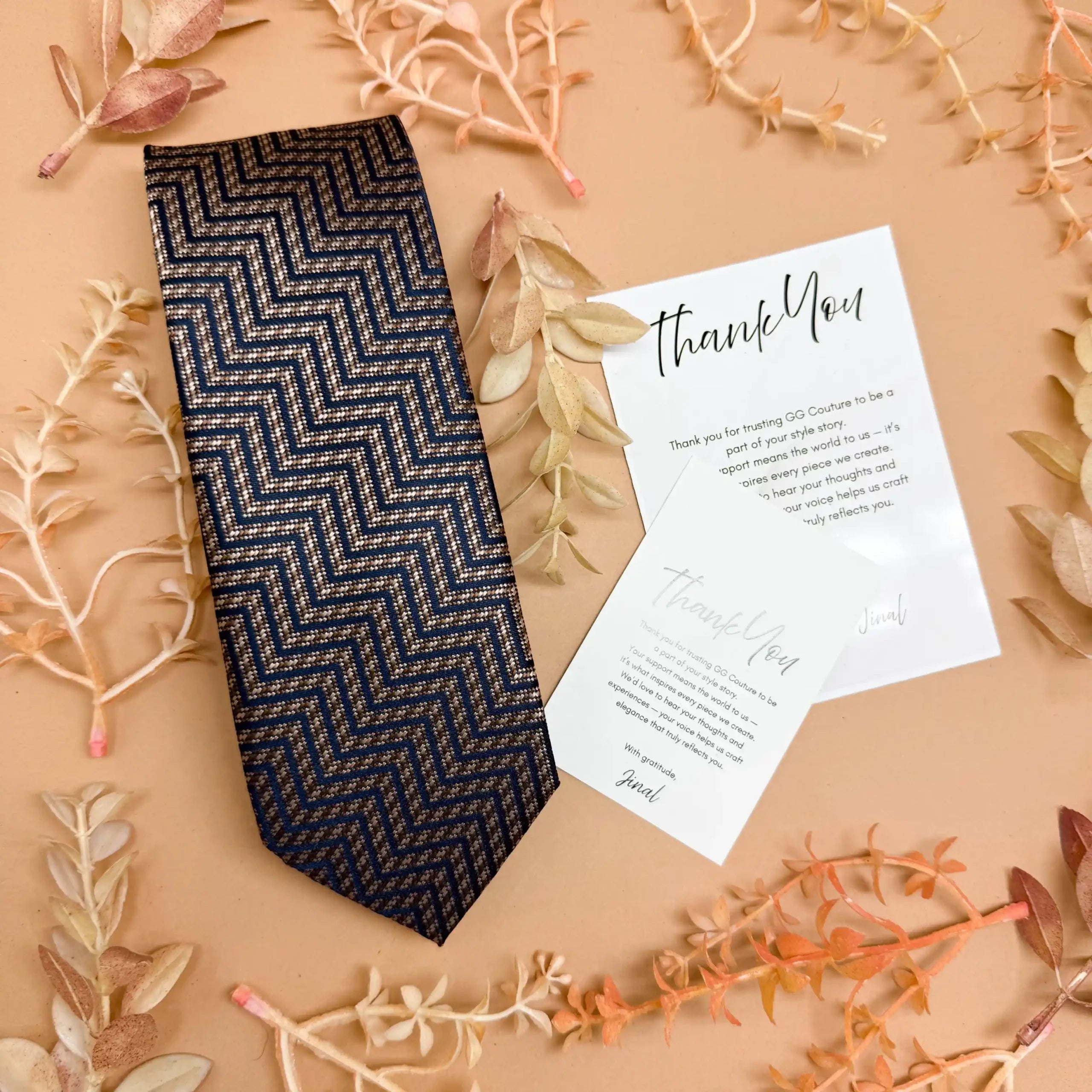 Ochre Herringbone Silk Necktie