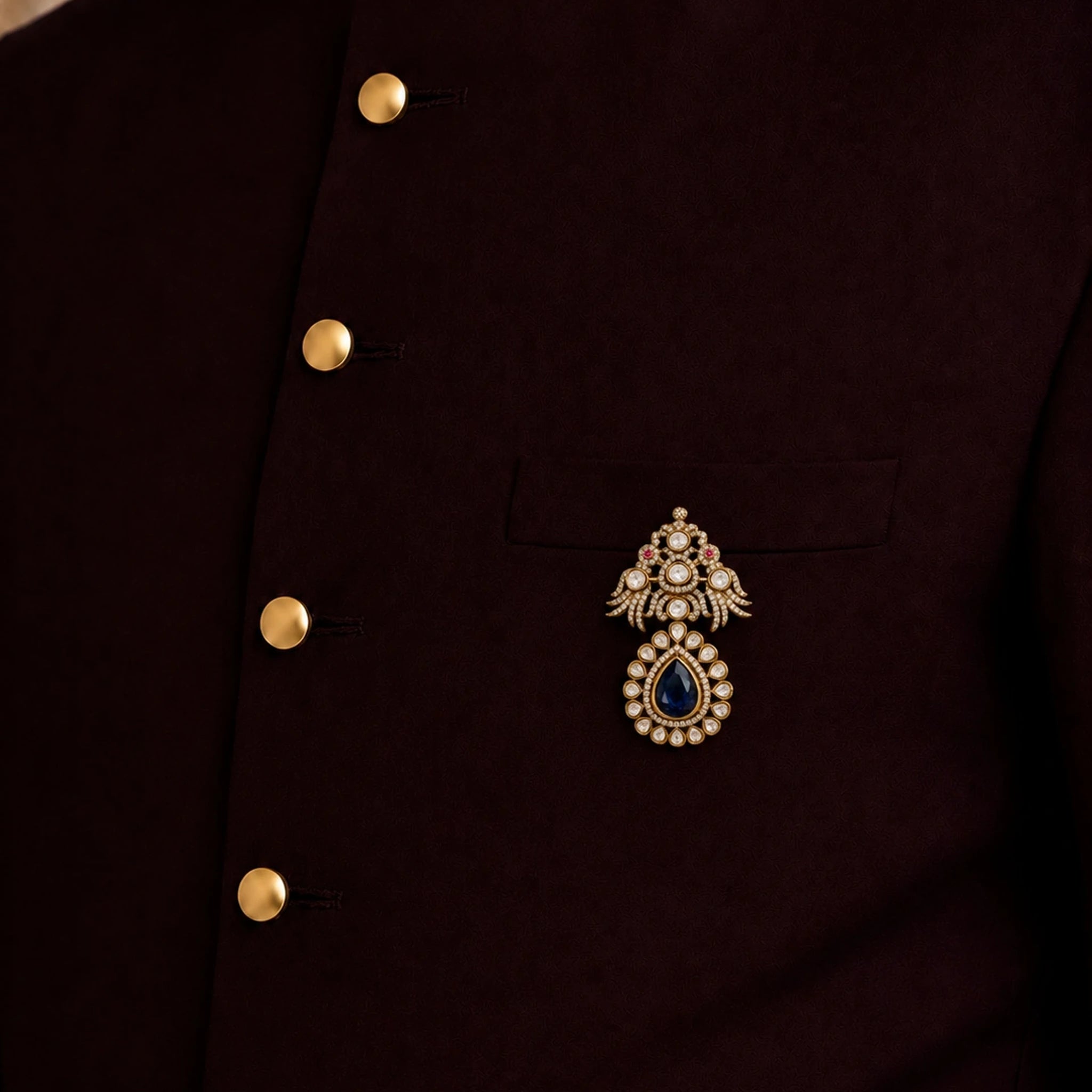 Neelam Teardrop Royale Brooch