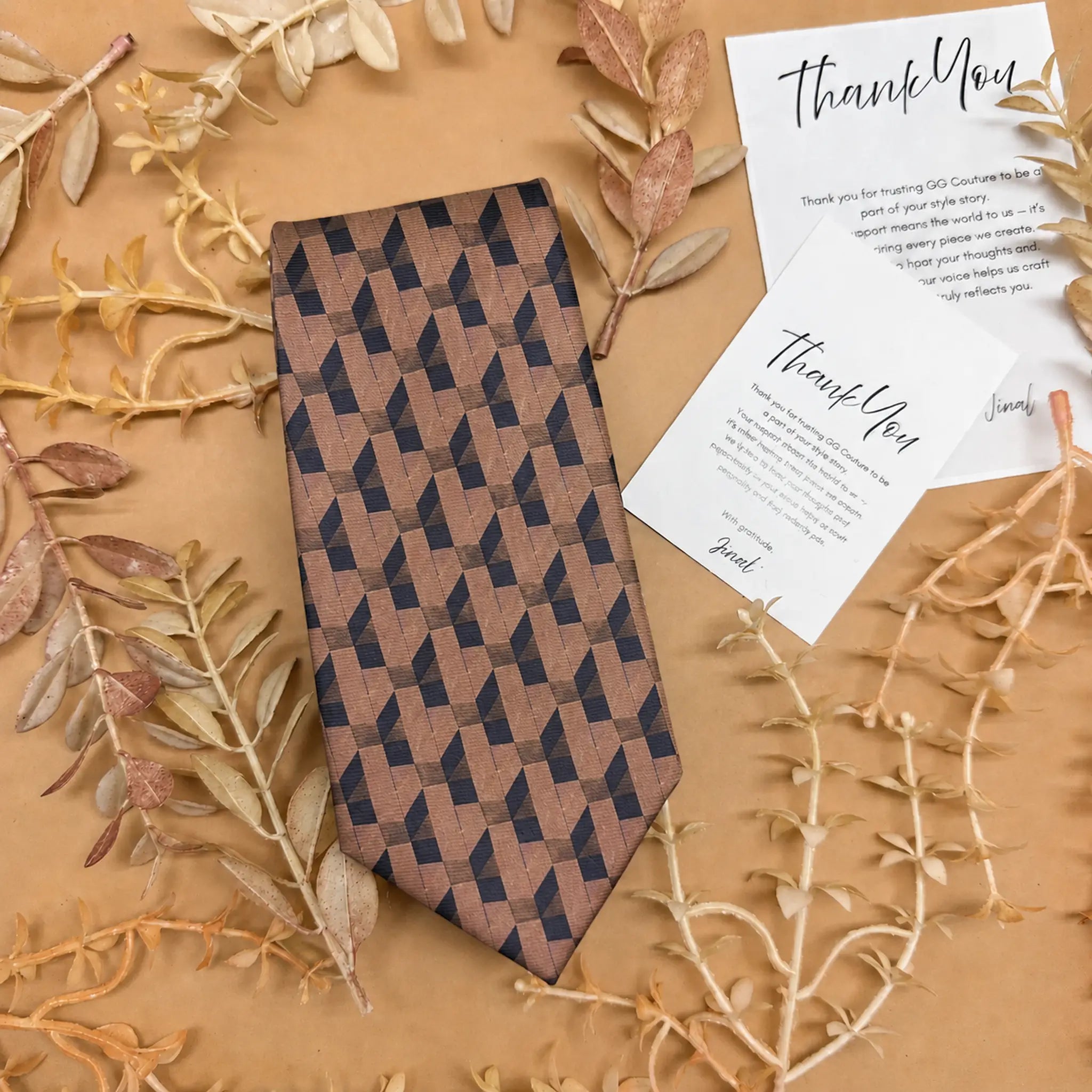 Dusty Rose and Navy Geometric Silk Necktie