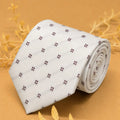White and Burgundy Motif Silk Necktie