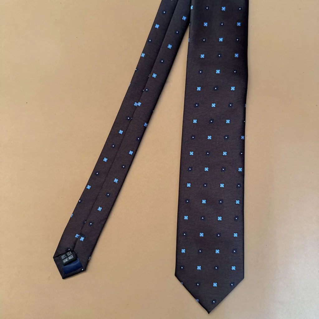 Deep Brown Mini Motif Silk Necktie