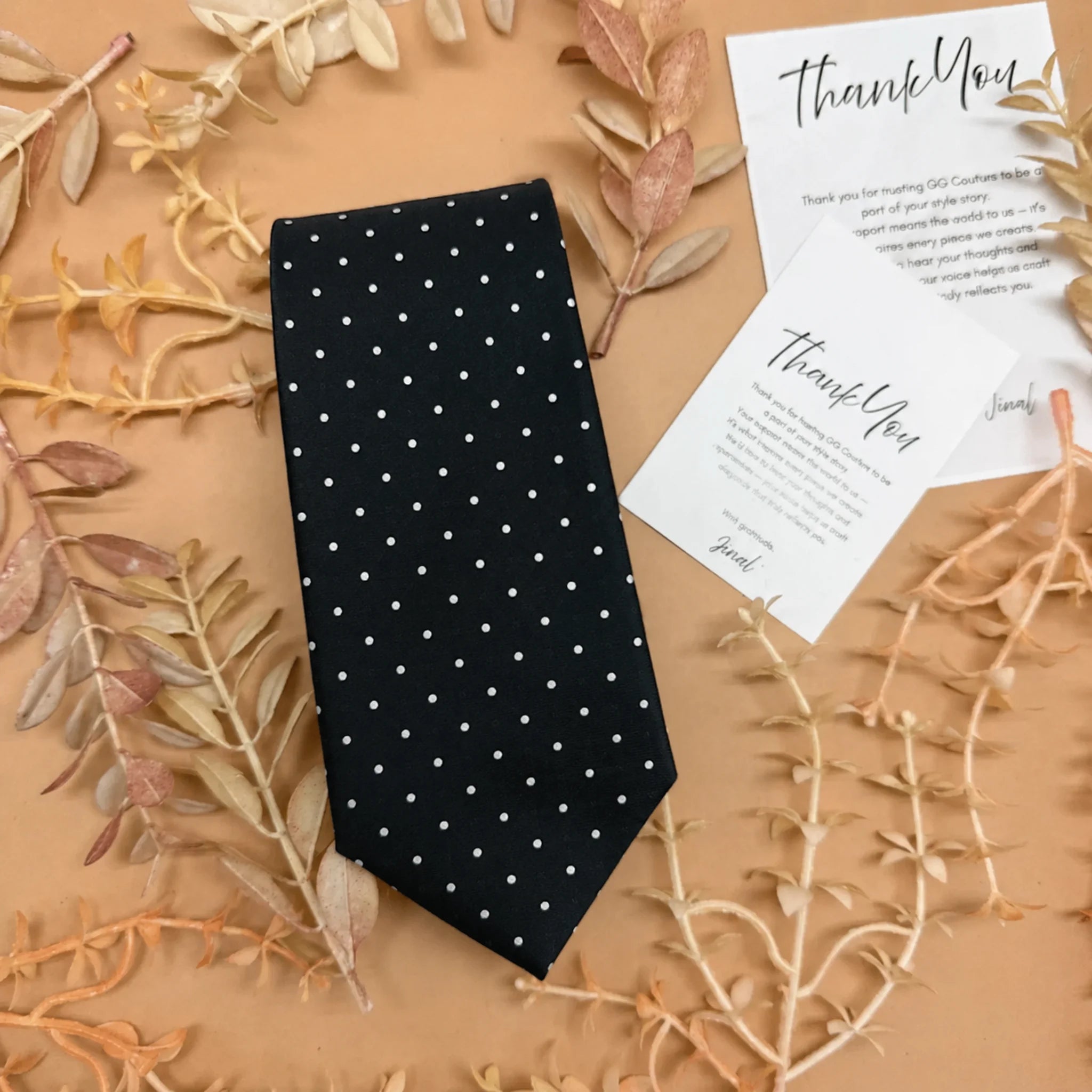 Midnight Black Polka Dot Silk Necktie