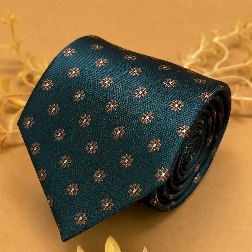 Emerald Gold Medallion Silk Necktie