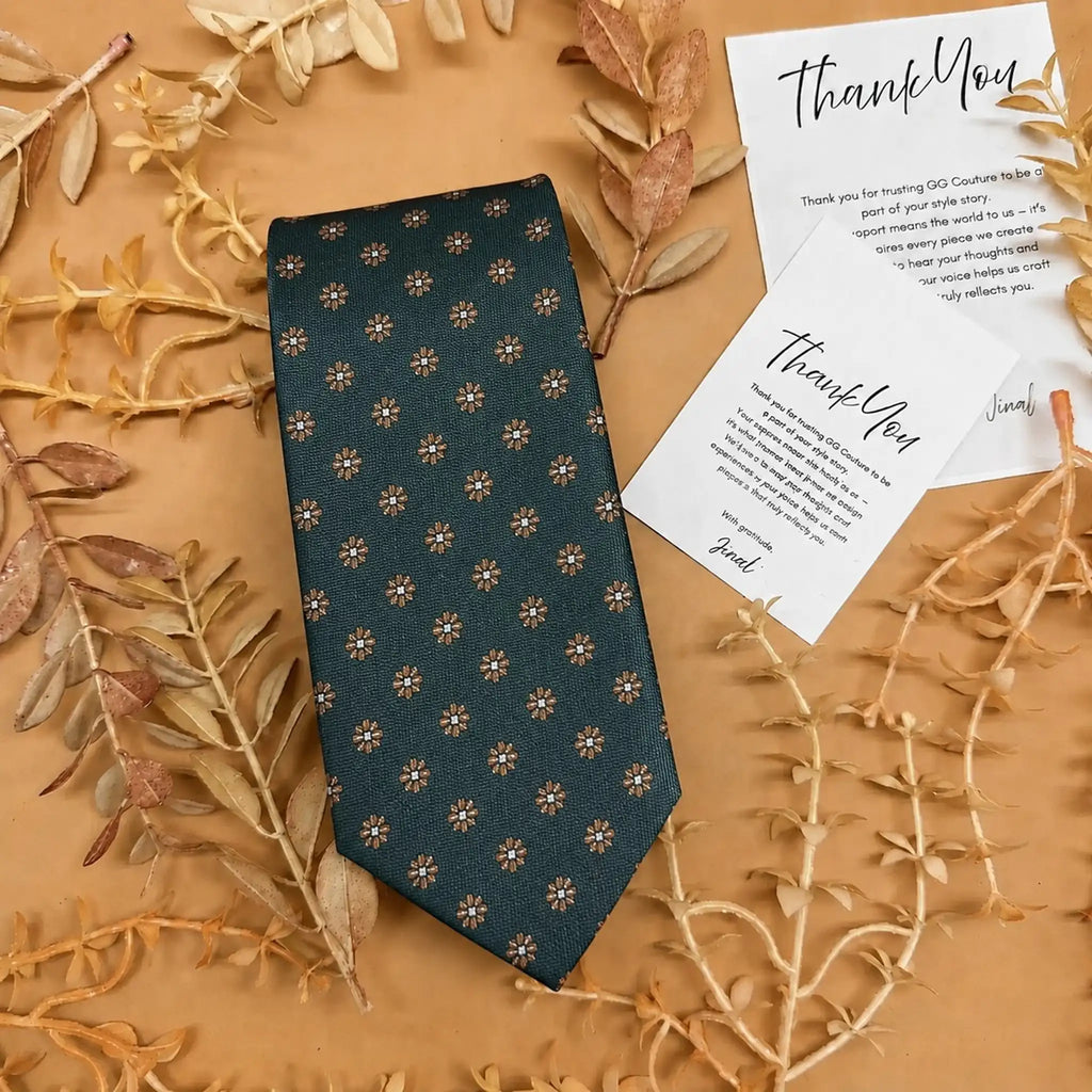 Emerald Gold Medallion Silk Necktie