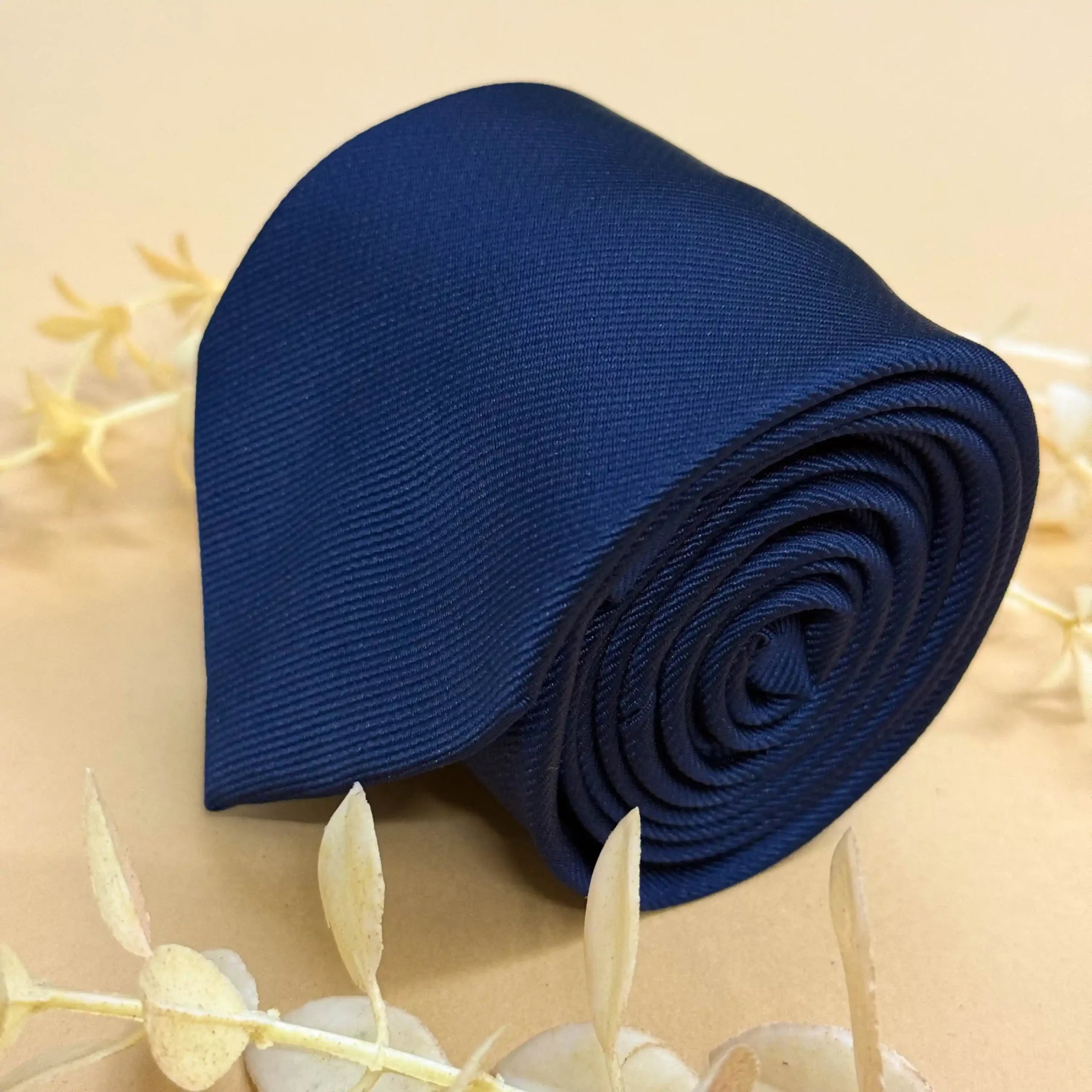 Midnight Crest Navy Blue Solid Silk Necktie