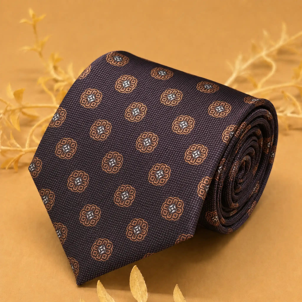 Burgundy Medallion Silk Necktie