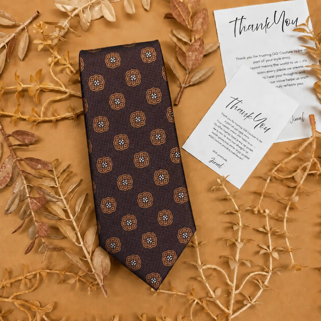 Burgundy Medallion Silk Necktie
