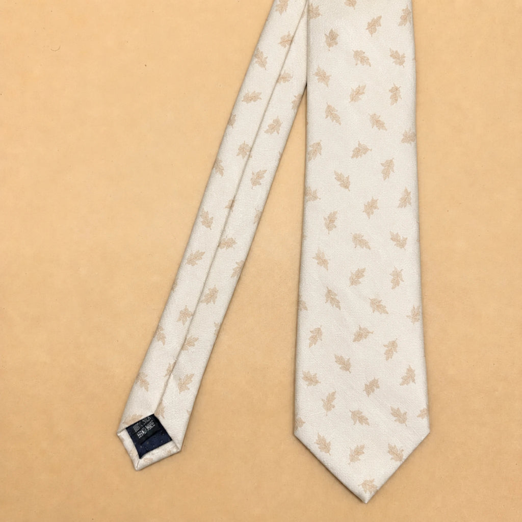 Ivory and Gold Motif Silk Necktie