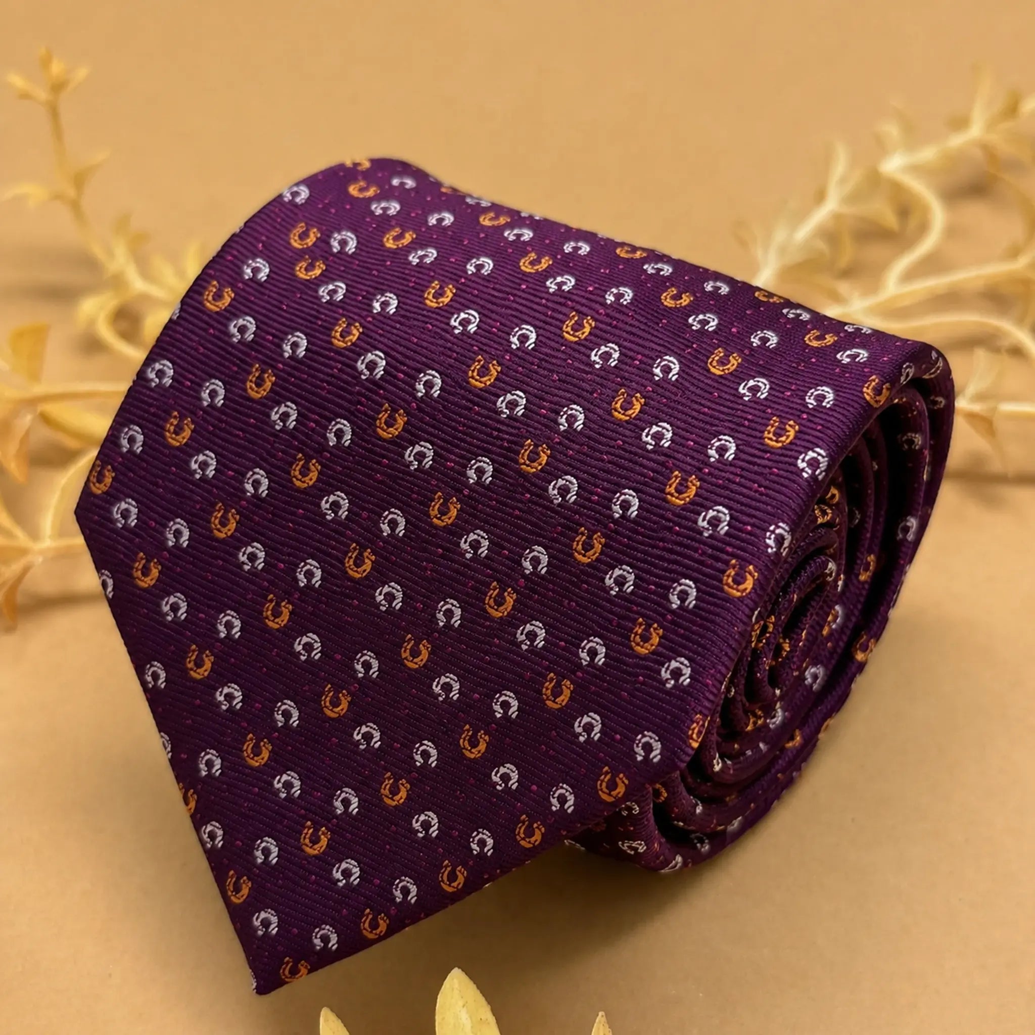 Royal Purple Floral Motif Silk Necktie