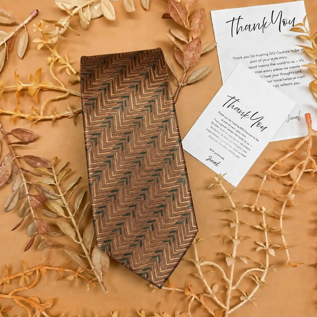 Copper Orange Herringbone Geometric Tie