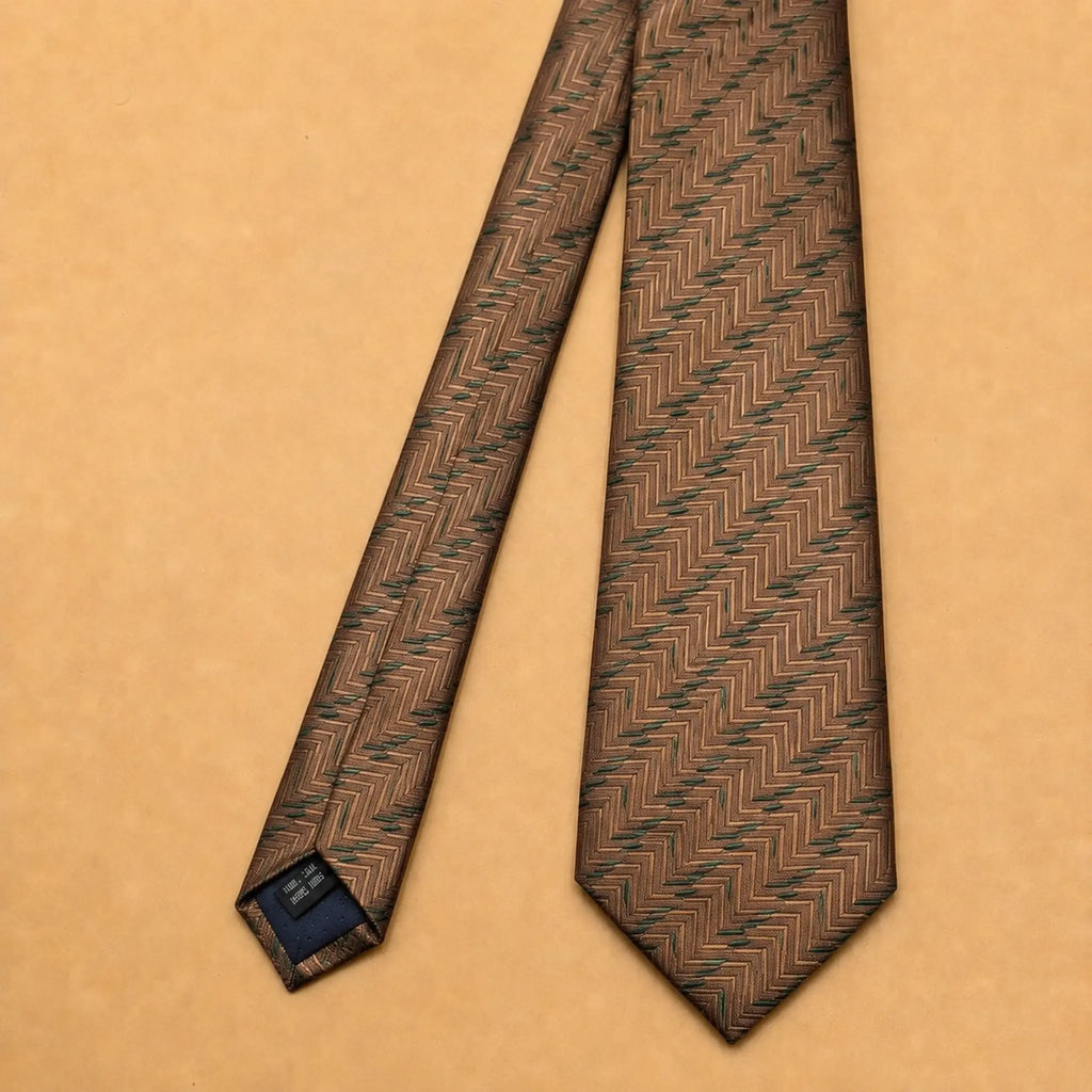 Copper Orange Herringbone Geometric Tie
