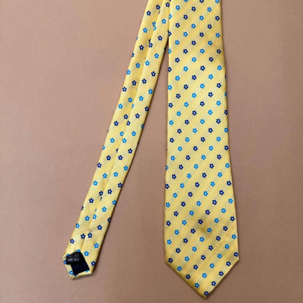 Soft Yellow Mini Floral Silk Necktie