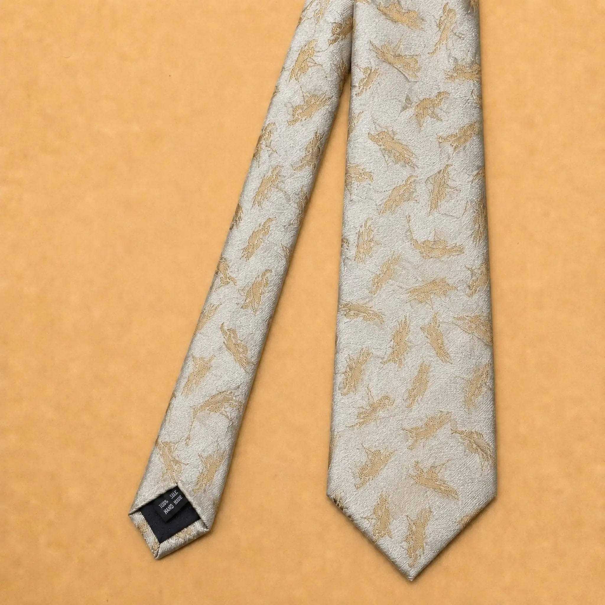 Champagne Abstract Floral Silk Necktie