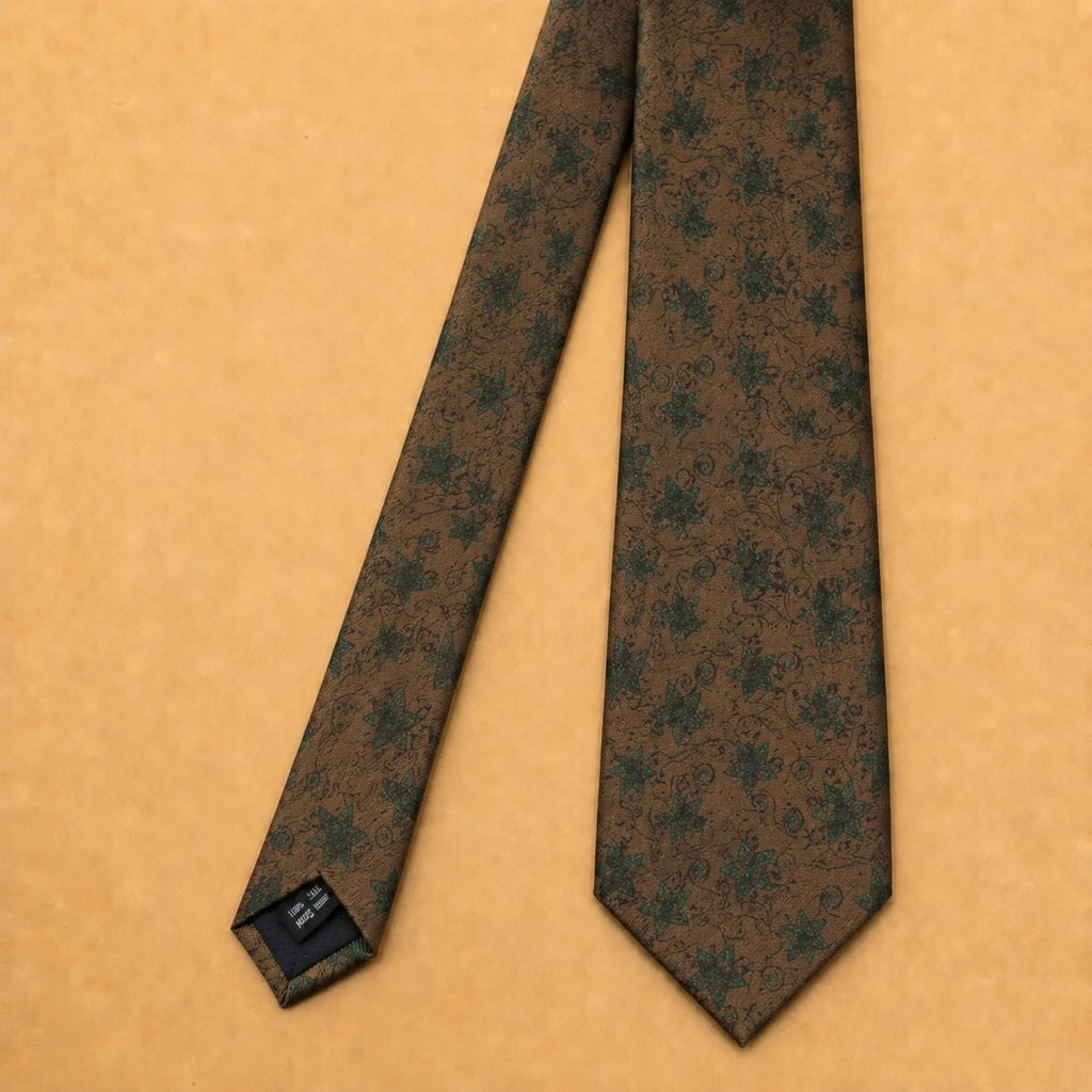 Terracotta Botanical Silk Necktie