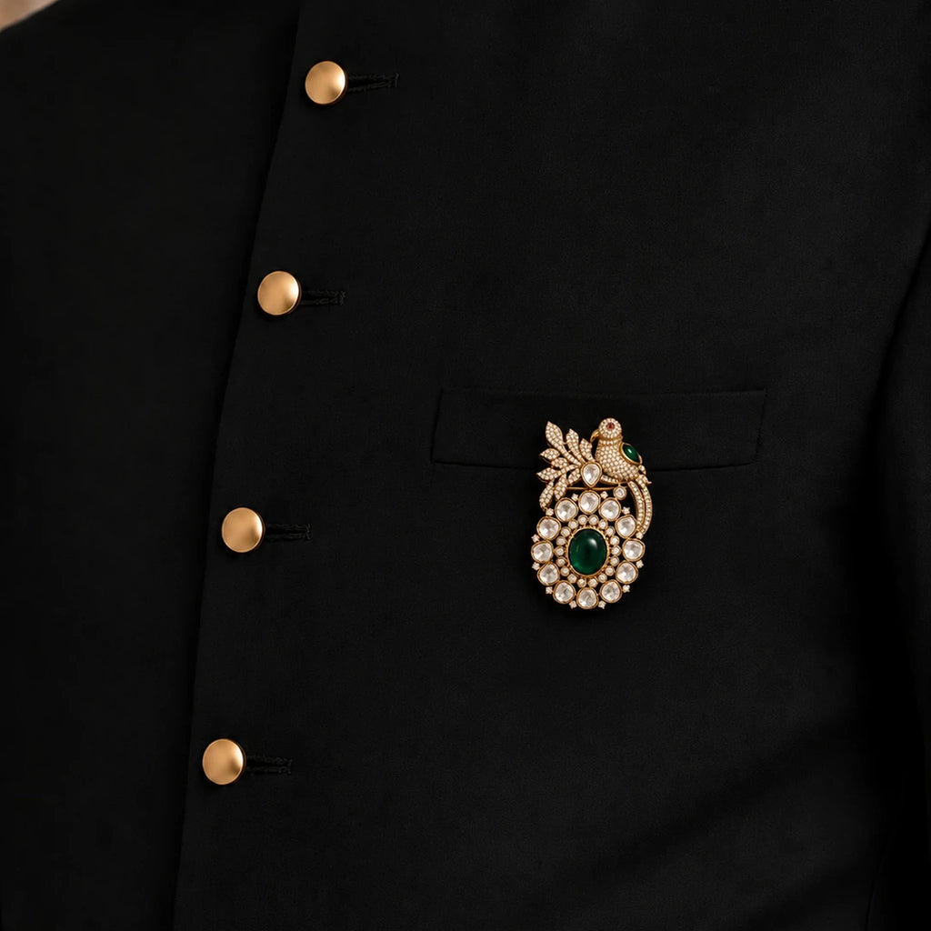 Emerald Mayura Royale Brooch