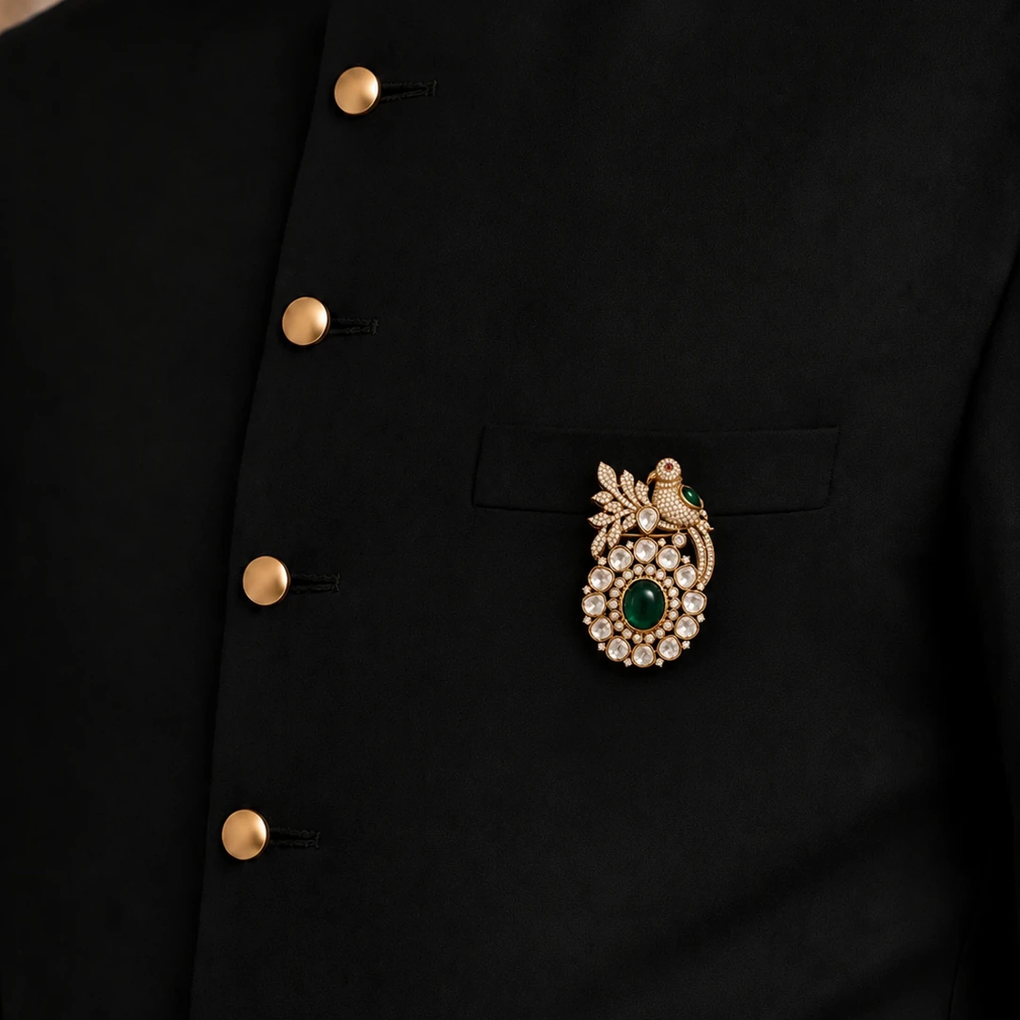 Emerald Mayura Royale Brooch