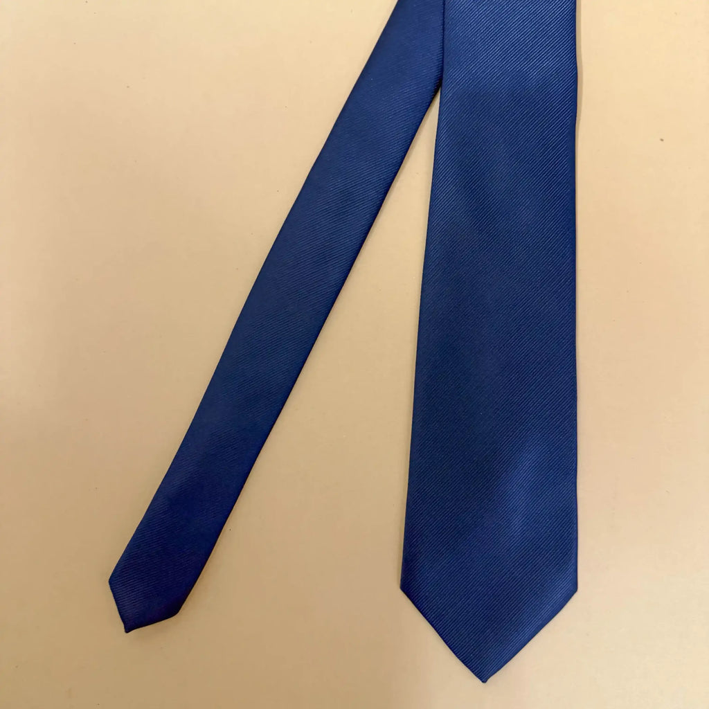 Midnight Crest Navy Blue Solid Silk Necktie