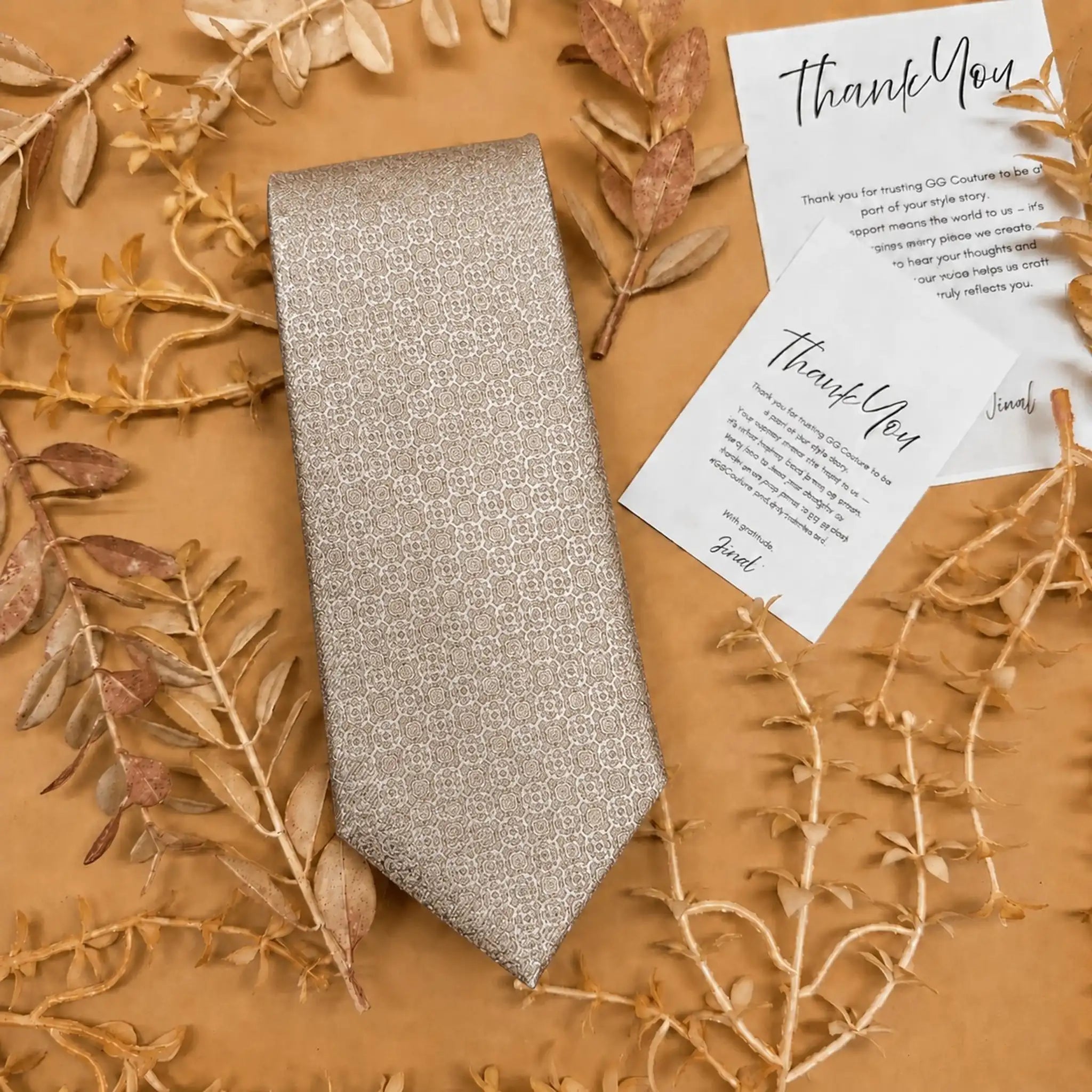 Champagne Textured Silk Necktie