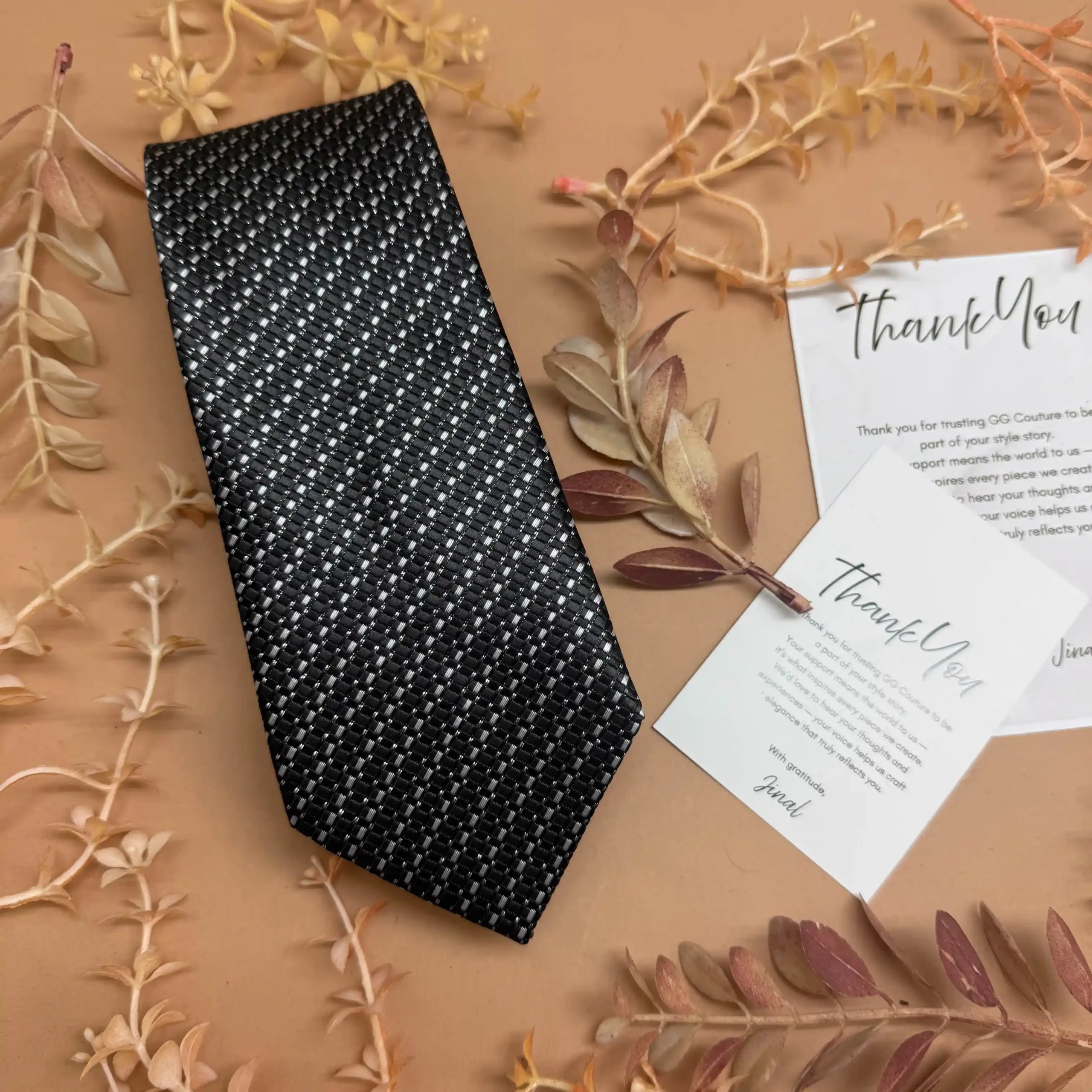 Charcoal Diagonal Stripe Silk Necktie