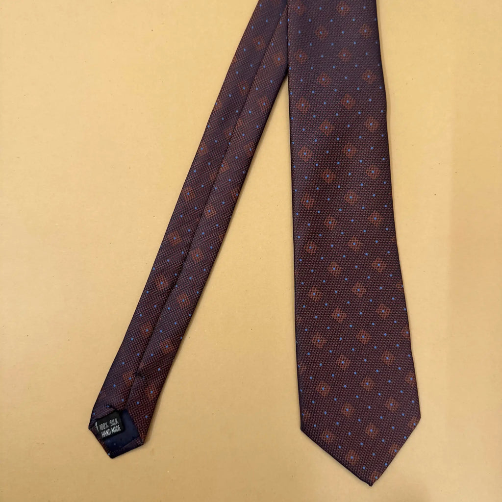 Brown Diamond Dot Silk Necktie