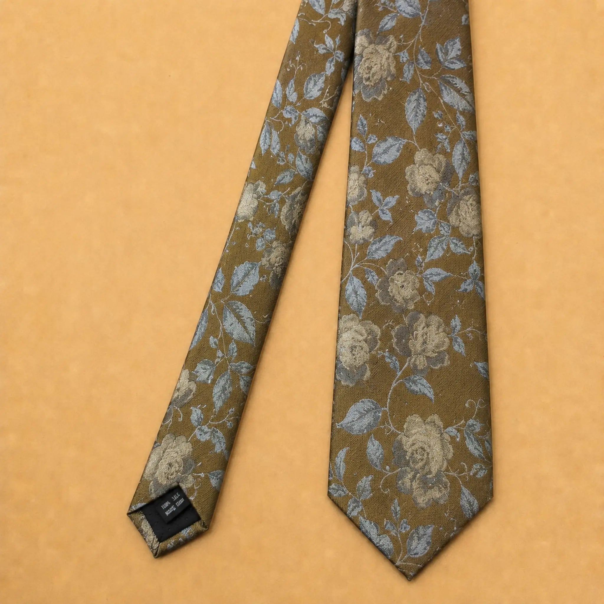Dusty Gold Floral Silk Necktie