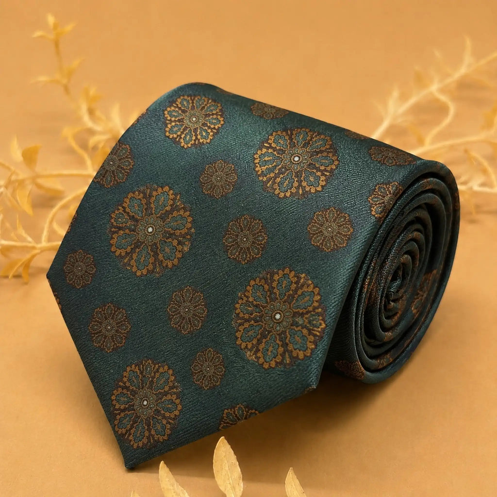 Sage Floral Silk Necktie