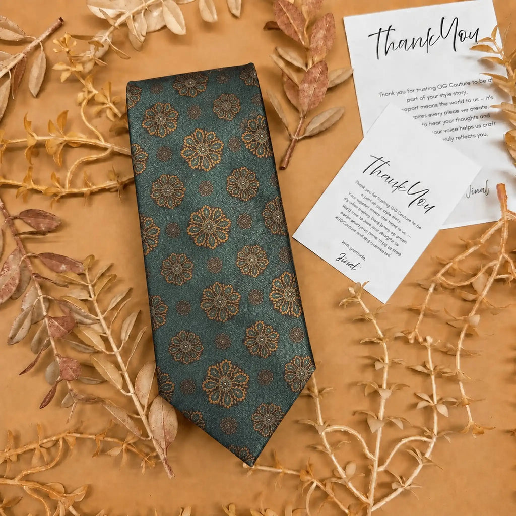 Sage Floral Silk Necktie