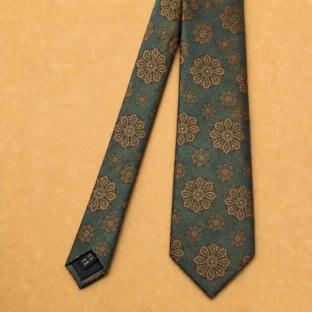 Sage Floral Silk Necktie