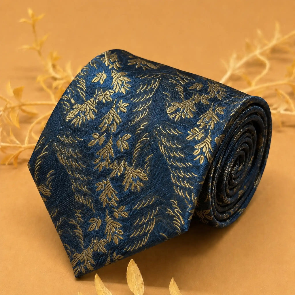 Slate Blue Botanical Silk Necktie