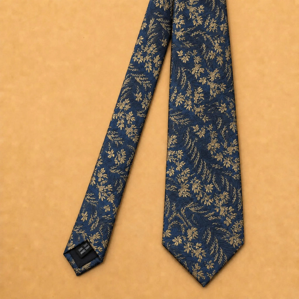 Slate Blue Botanical Silk Necktie