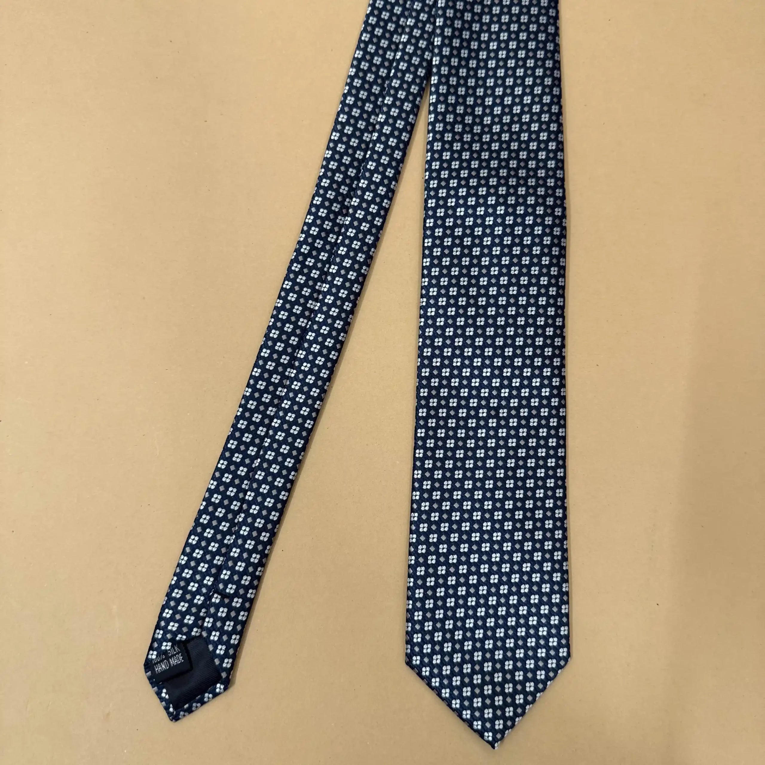 Blue Micro Geometric Motif Silk Necktie