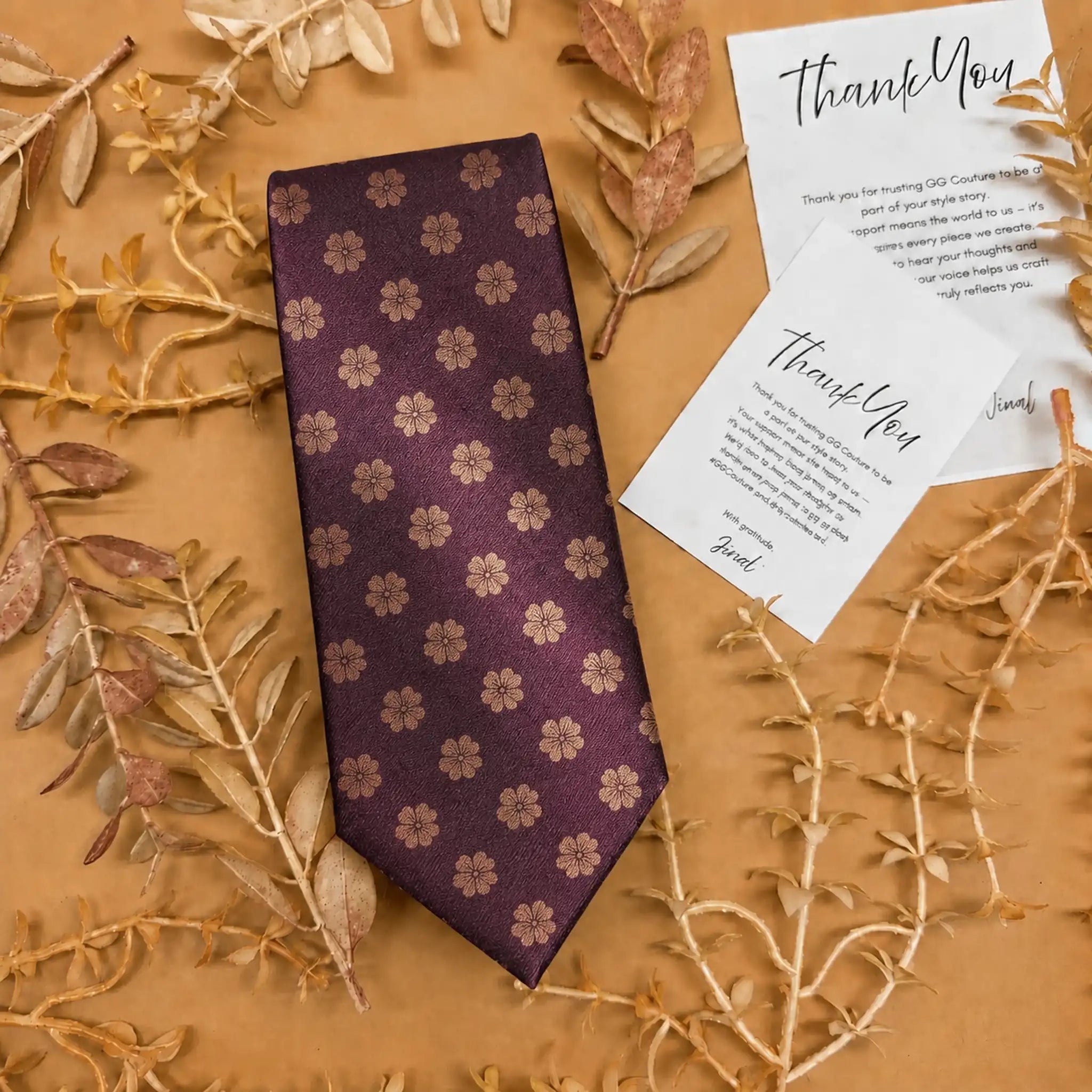 Burgundy Floral Silk Necktie