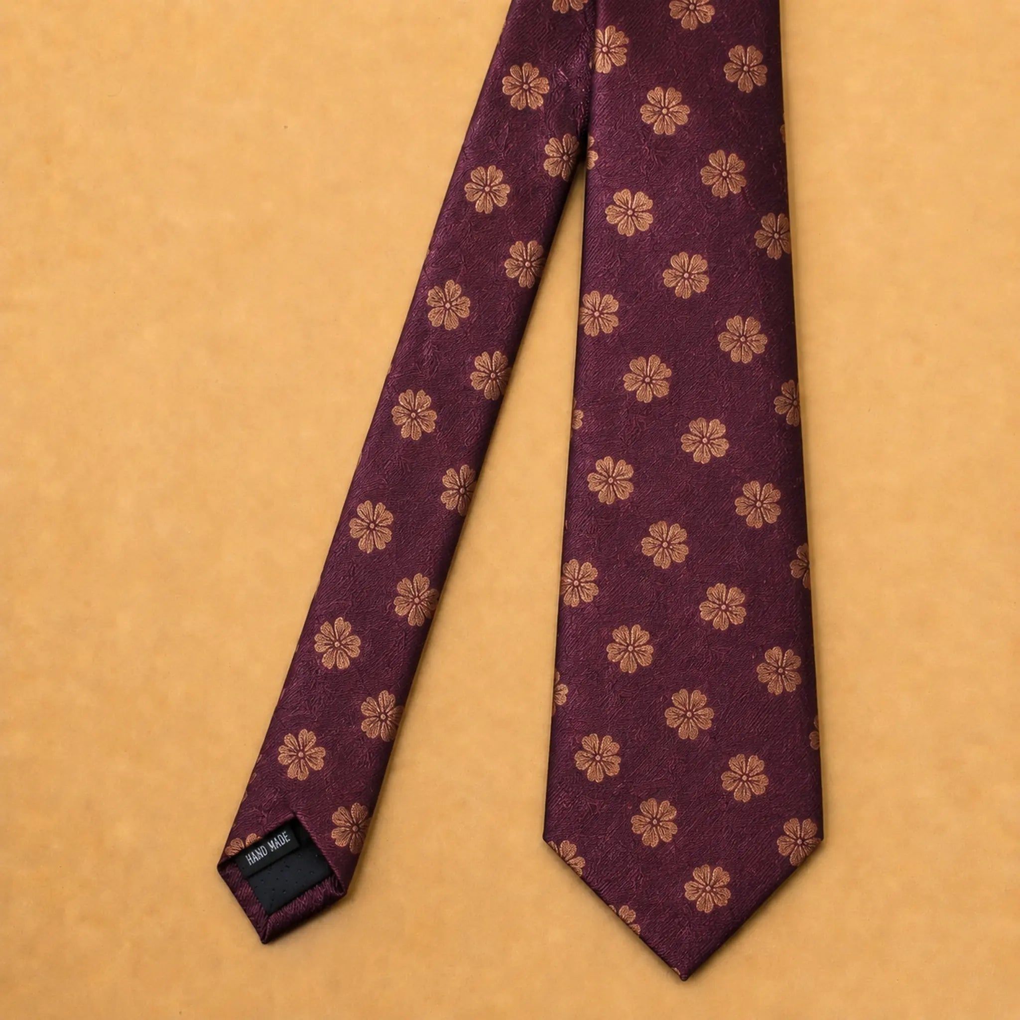 Burgundy Floral Silk Necktie