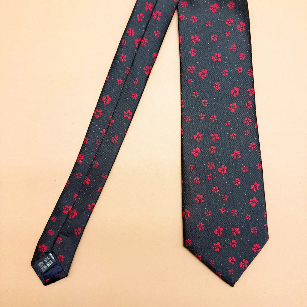 Black Rose Floral Silk Necktie