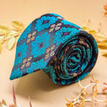 Teal Blue Floral Silk Necktie