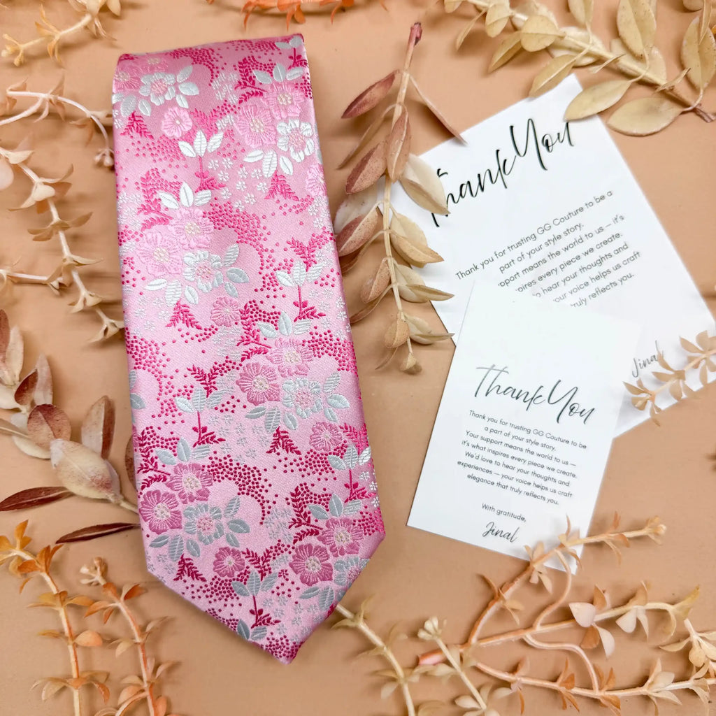 Blush Pink Floral Silk Necktie