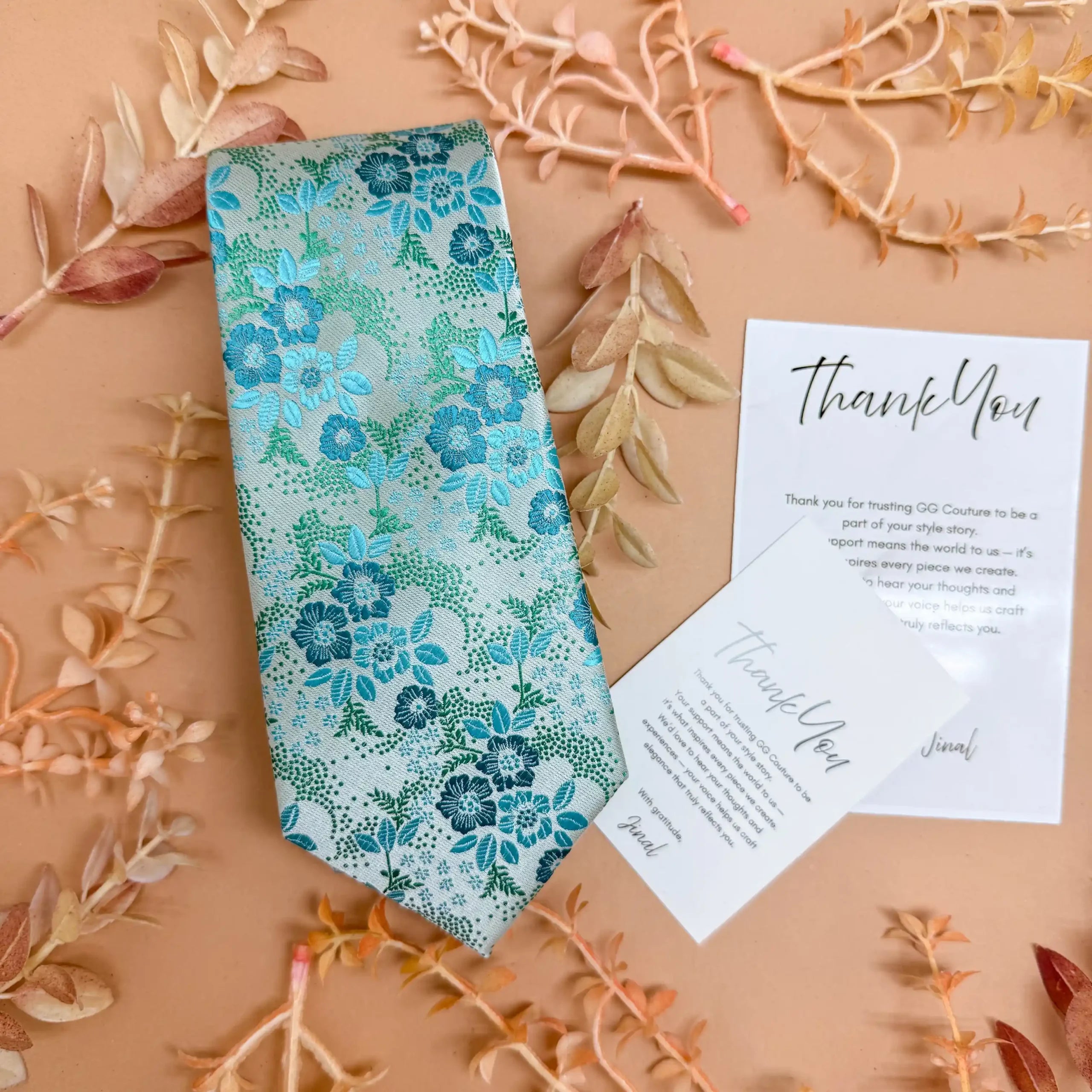 Sky Blue Floral Silk Necktie