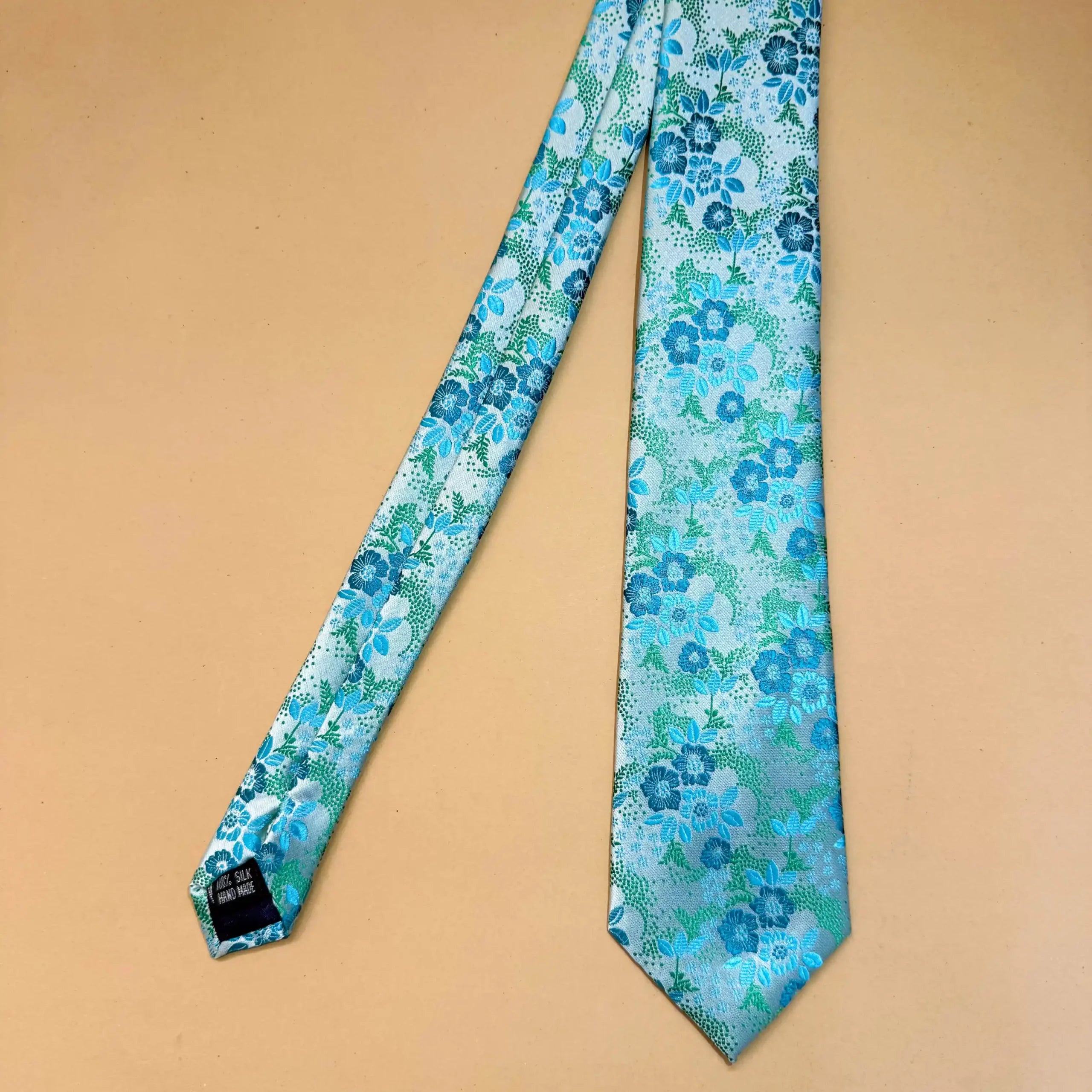Sky Blue Floral Silk Necktie