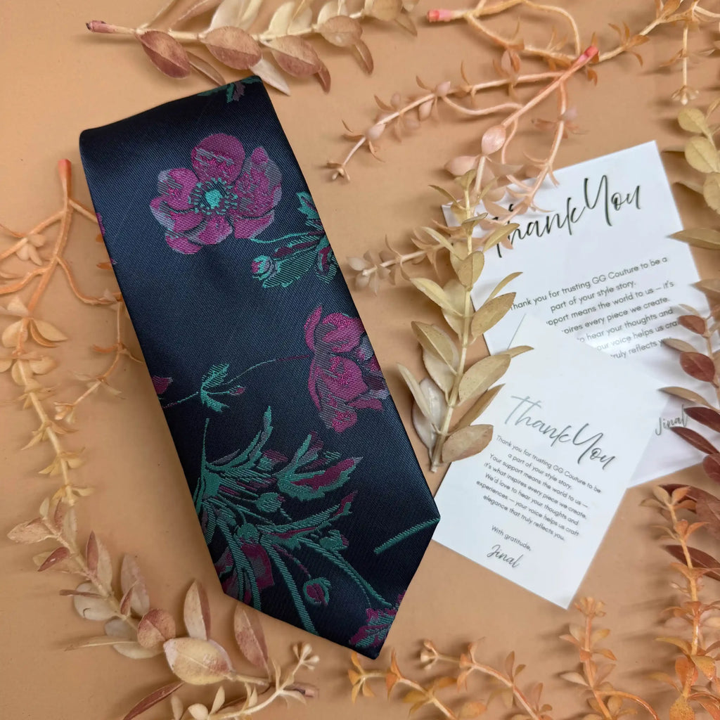 Midnight Multi Floral Silk Necktie