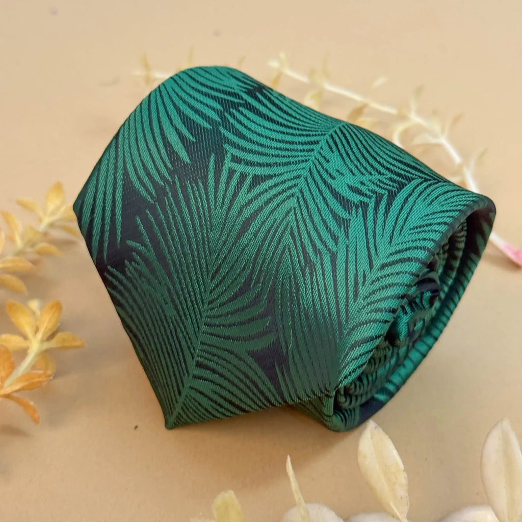 Green Palm Abstract Silk Necktie