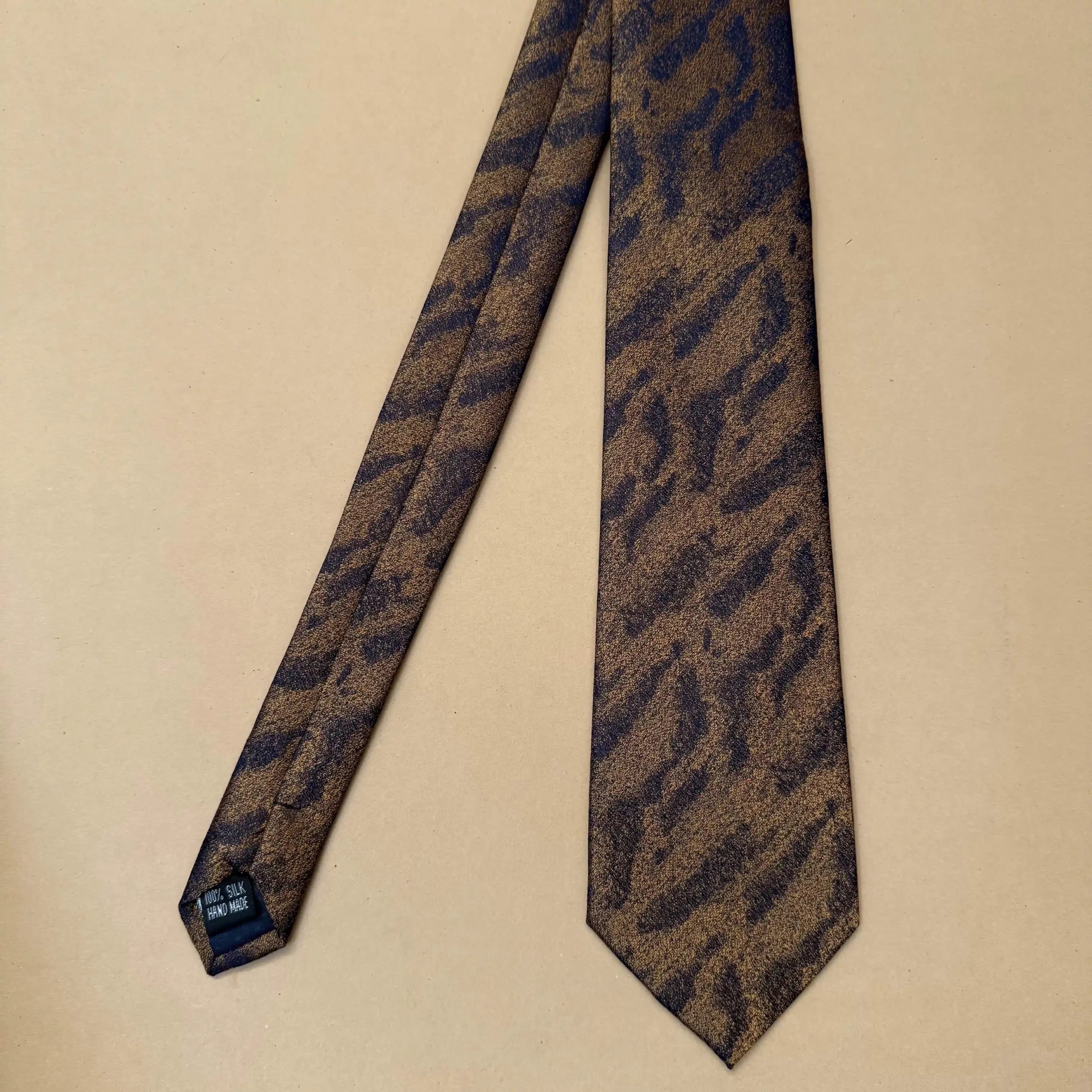 Earth Tone Marble Abstract Silk Necktie