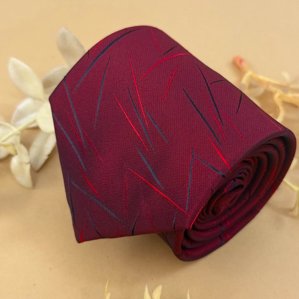 Maroon Minimal Abstract Silk Necktie