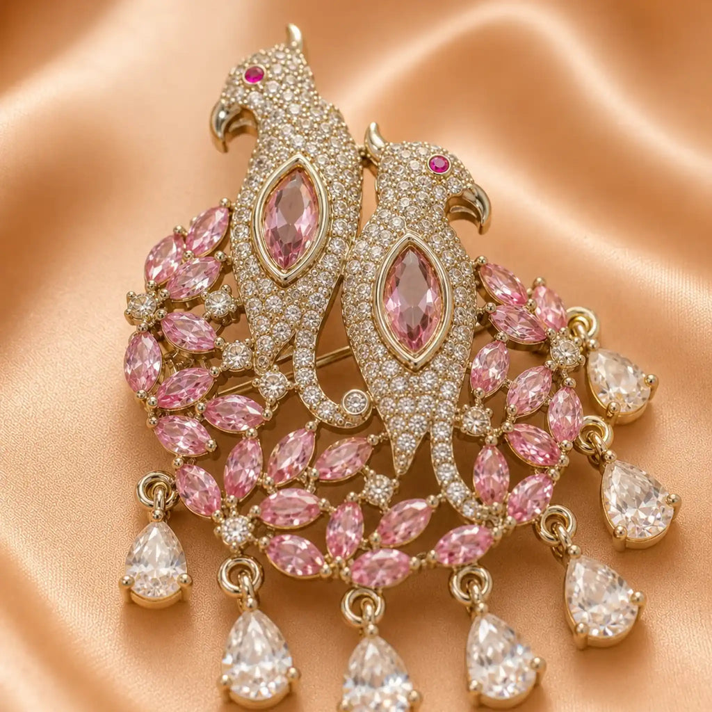 Gulabi Mayura Bloom Brooch